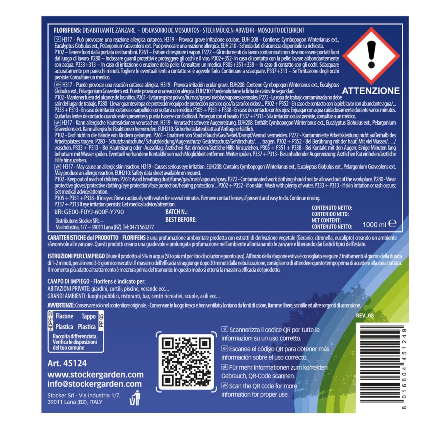 Stocker disabituante zanzare FLORIFENS 1 Litro